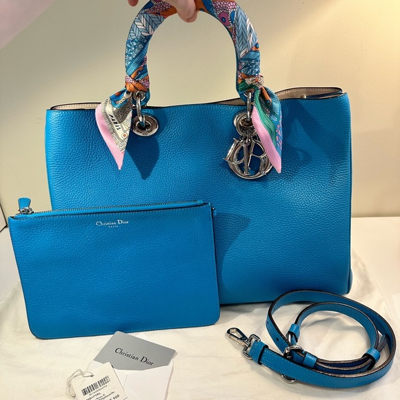 Dior Handbags - Christian Dior Diorissimo Tote Large Blue Leather